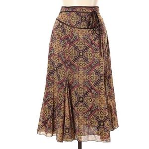 Trina Turk Midi Skirt Floral Paisley Print Silk